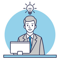 Business Man With Bright Idea