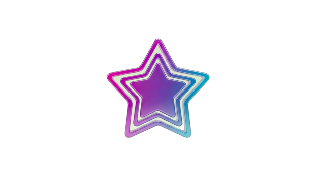 3D Layered Star Shape with Gradient Colors on transparent background - Powered by Adobe