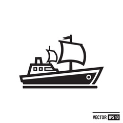 Obraz premium Classic sailing ship with sails and modern cabin isolated illustration