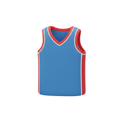 Blue Sleeveless Sports Jersey with Red Trim.