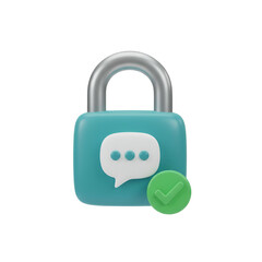 Teal Padlock with Speech Bubble Icon.