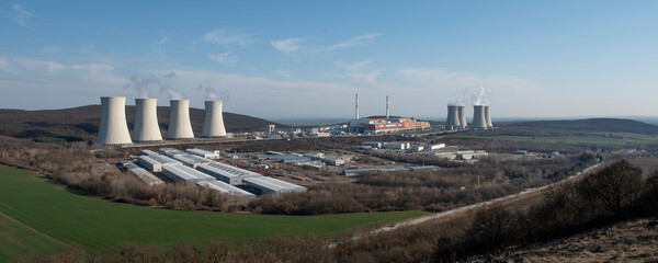 Panoramic view of the Mochovce Nuclear Power Plant in Slovakia.