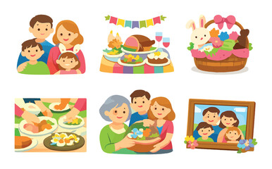 Fototapeta premium Family easter celebration: colorful festivities with feast and togetherness