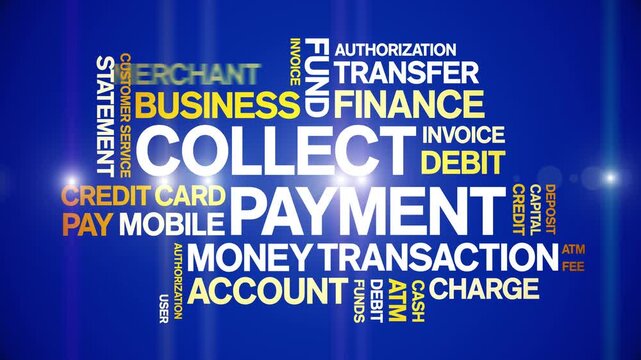 Collect Payment animated word cloud-text design animation tag kinetic typography seamless loop.