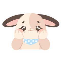 Cartoon Rabbit Resting Chin on Hand