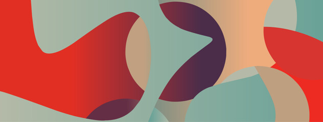 Abstract Flow Harmony Red, Teal, and Beige Color Waves  