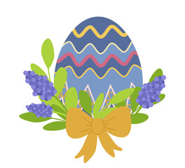 Decorative Easter Egg with Floral Elements Vector Illustration