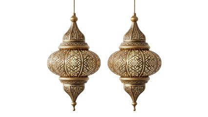Obraz premium Two ornate hanging lanterns isolated on transparent background