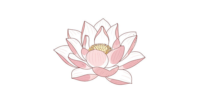 Elegant Pink Lotus Flower Illustration Symbolizing Purity and Serenity, Perfect for Spiritual Designs and Botanical Themes