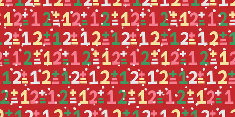 Colorful Numbers and Symbols Seamless Pattern. カラフル数字と記号のシームレスパターン
