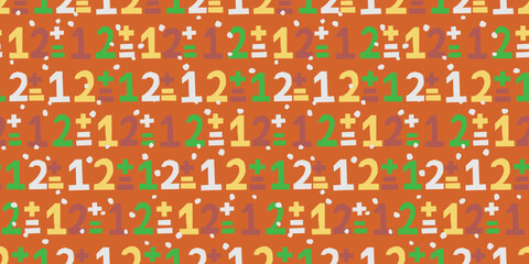 Colorful Numbers and Symbols Seamless Pattern. カラフル数字と記号のシームレスパターン