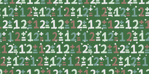 Colorful Numbers and Symbols Seamless Pattern. カラフル数字と記号のシームレスパターン