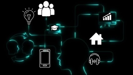 Brand Strategy Neon Network Connections Digital Mind Map Business Growth Concept Ideas Innovation Technology Communication Marketing Planning Success