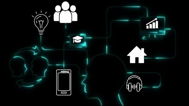 Brand Strategy Neon Network Connections Digital Mind Map Business Growth Concept Ideas Innovation Technology Communication Marketing Planning Success