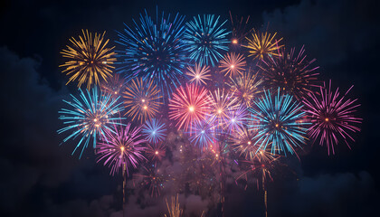 ibrant Multicolor Fireworks Explosion in Night Sky &ndash; High Quality AI Art