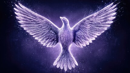 Soaring dove illustration against dark background symbolizing peace freedom
