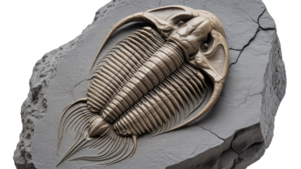 Fossilized Trilobite on Stone Slab