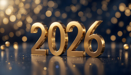 Luxury gold 2026 text on dark blue background