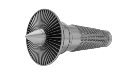Jet Engine Model on Transparent Background
