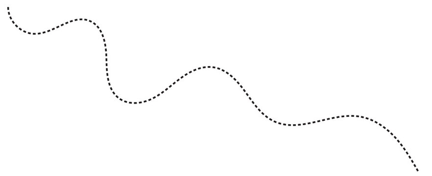 curve dashed lines. Marker hand-drawn line border and scribble design elements. Lines hand drawn paint brush stroke. Vector isolated on black dash line