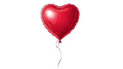 Red heart shaped balloon isolated on transparent background