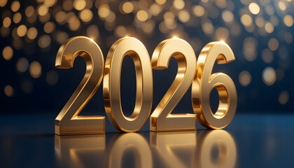 Luxury gold 2026 text on dark blue background