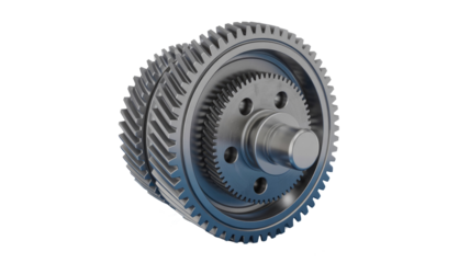 Metal Gears Isolated on Transparent Background