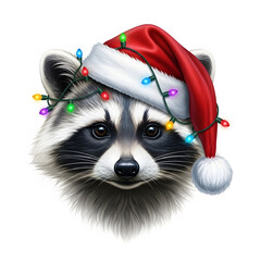 christmas cat in santa hat