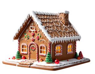 gingerbread house on white background