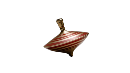 Red and Gold Spinning Top Toy on Isolated Background