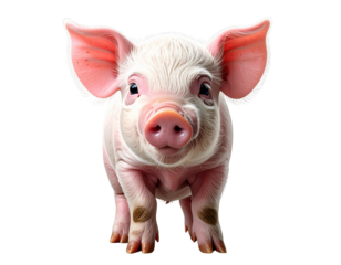 pink pig on white background