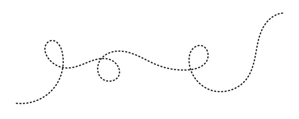 curve dashed lines. Marker hand-drawn line border and scribble design elements. Lines hand drawn paint brush stroke. Vector isolated on black dash line © WASIF-MEHMOOD