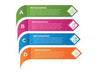 vector illustration infographic design template with 4 steps. Template for process, presentations, layout, banner, brochure.