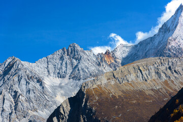 The last Shangri La, Yangmaiyong (or Jampayang in Tibetan) mountain peak in Yading, Daocheng County, Sichuan Province, China.