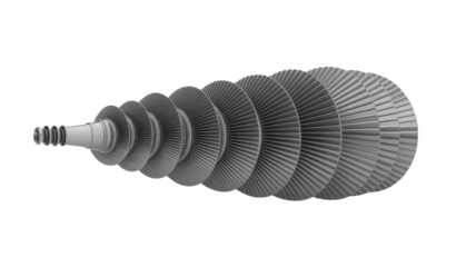 Steam Turbine Rotor on Transparent Background