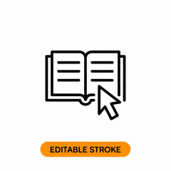 Open book with cursor icon editable stroke design