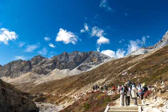 The last Shangri La, Yangmaiyong (or Jampayang in Tibetan) mountain peak in Yading, Daocheng County, Sichuan Province, China.
