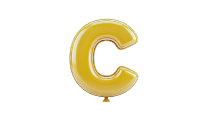 Golden Balloon Letter C Isolated on White