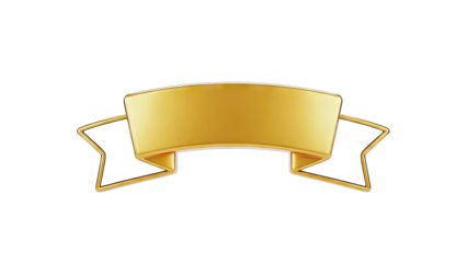 Golden Banner Isolated on White Background