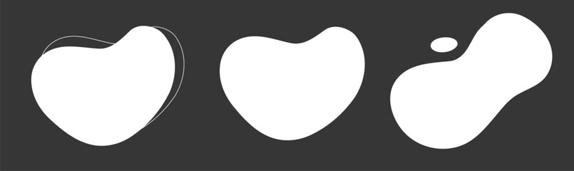 Abstract shape elements fluid design black white minimal simple vector set, text frame hand drawn templates doodle, curve kids child style background backdrop forms for title image clip art modern