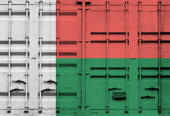 Shipping container with Madagascar national flag overlay