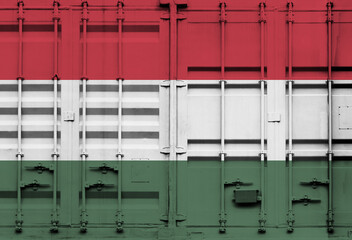 Shipping container with Hungary national flag overlay