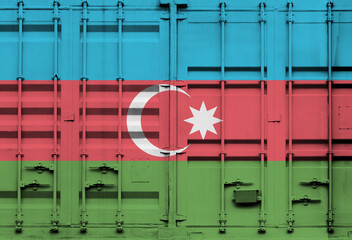 Shipping container with Azerbaijan national flag overlay