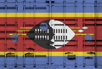 Shipping container with Swaziland national flag overlay