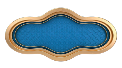 Golden Frame with Blue Textured Surface Isolated