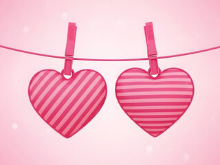 pink hearts hanging on rope