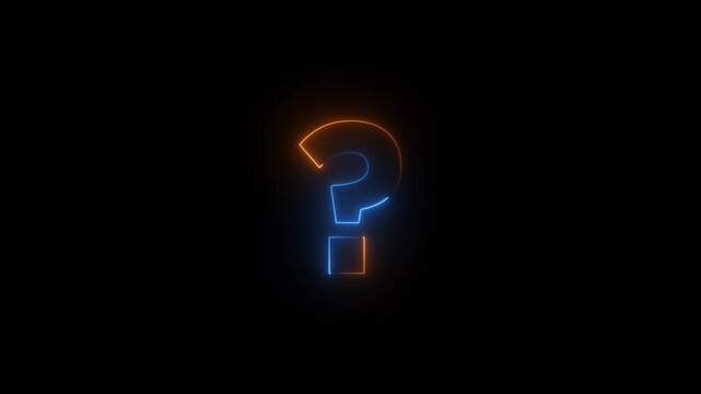 Abstract neon question mark symbol animation.Stroke Question Mark Animation, Question mark, query symbol, search icon.