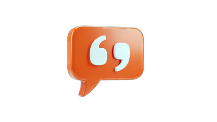 Fototapeta premium 3D Quote Icon Speech Bubble on transparent background