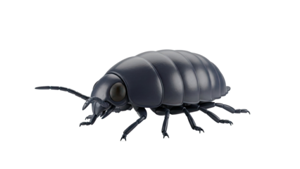 3D A dark grey woodlouse insect transparent background