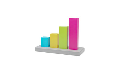 3D Bar Chart with Four Colorful Bars transparent background